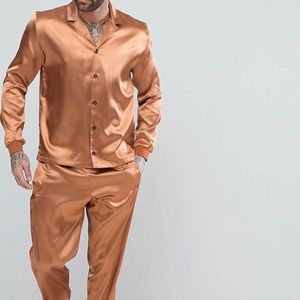 Copper silk pajama set